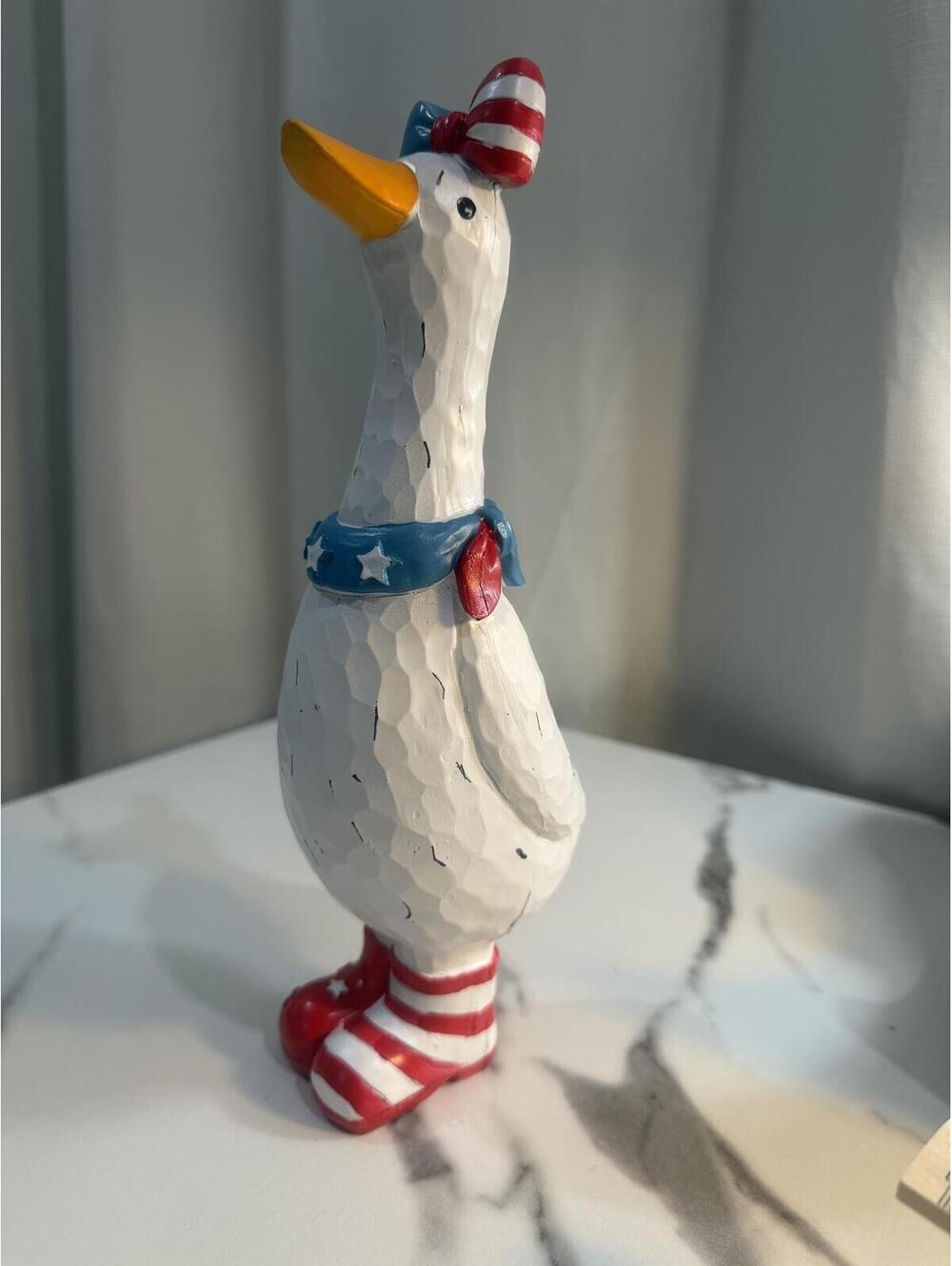 Stars & Stripes PATRIOTIC GOOSE with Red Rain Boots  NWT
